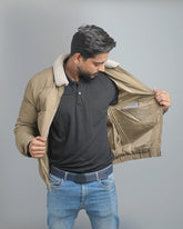 Men's Puffer Bomber Jacket with Sherpa Collar